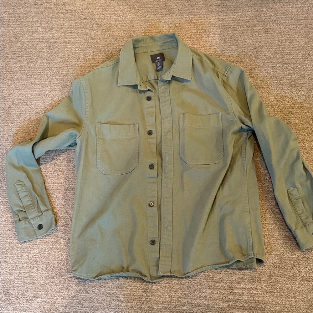 H&M Men's Light Olive Green Shirt Jacket